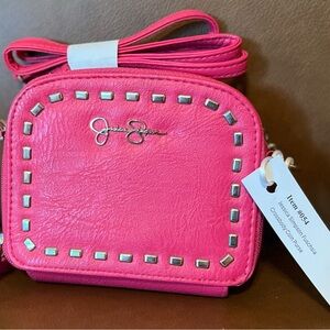 Jessica Simpson Fuchsia Crossbody Bag with Silver Accents